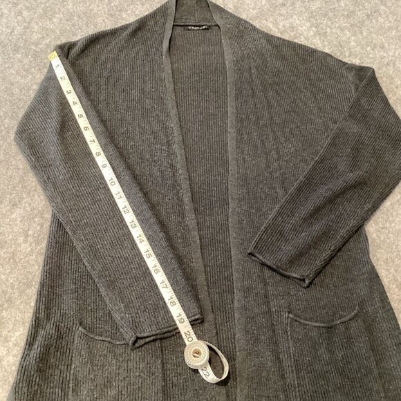 T Tahari Gray Open Front Pocket Cardigan Long Sleeve Cashmere Blend Size S - Picture 9 of 14